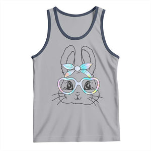Girls Easter Bunny Tank Top Rabbit Face Tie Dye Glasses Happy Easter Day TS10 Athletic Heather Navy Print Your Wear