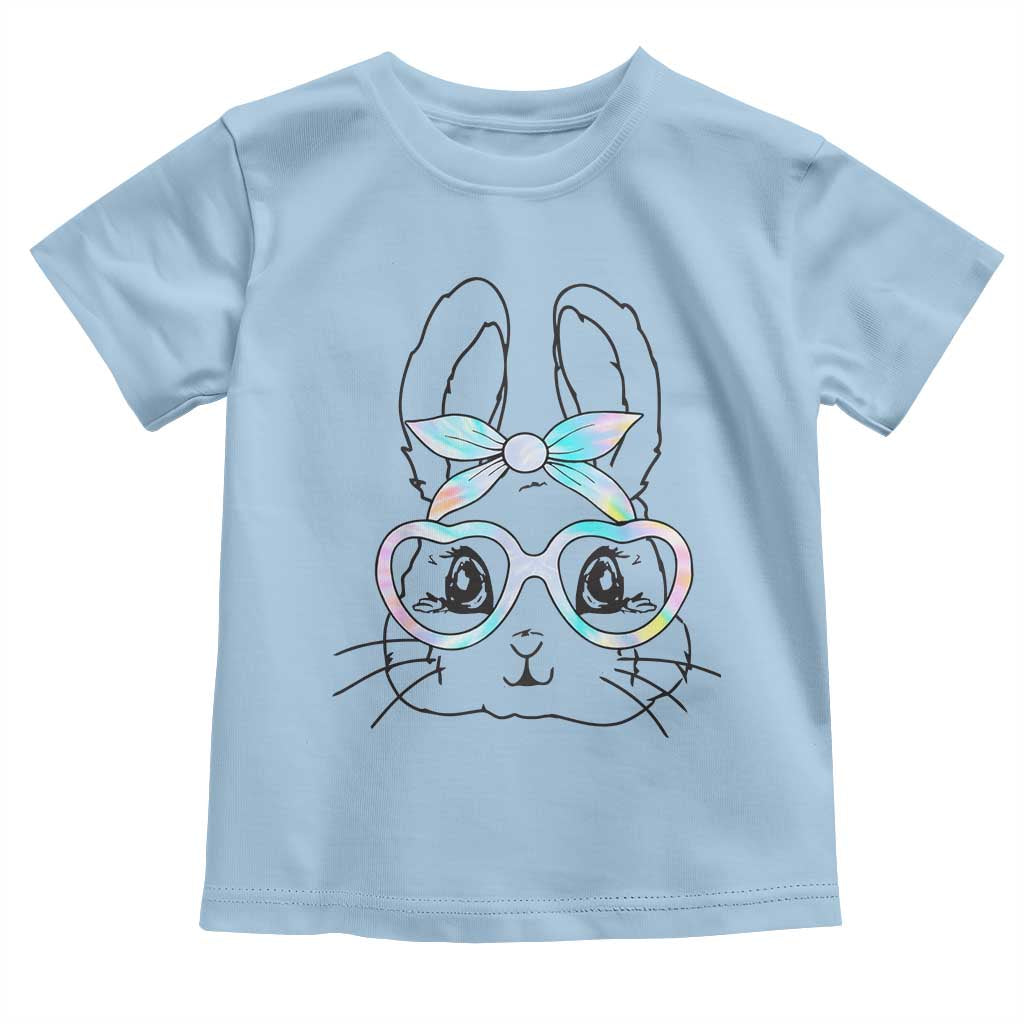 Girls Easter Bunny Toddler T Shirt Rabbit Face Tie Dye Glasses Happy Easter Day TS10 Light Blue Print Your Wear