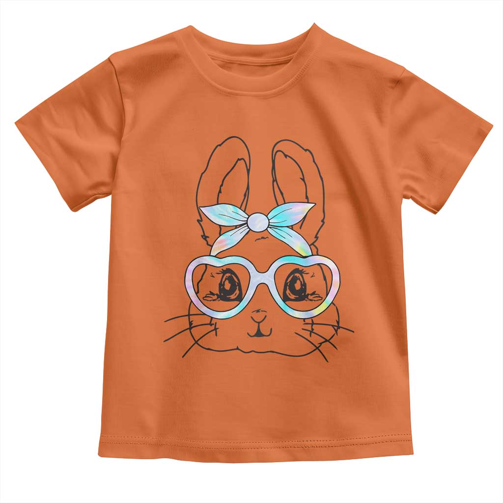 Girls Easter Bunny Toddler T Shirt Rabbit Face Tie Dye Glasses Happy Easter Day TS10 Orange Print Your Wear