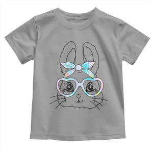 Girls Easter Bunny Toddler T Shirt Rabbit Face Tie Dye Glasses Happy Easter Day TS10 Sport Gray Print Your Wear
