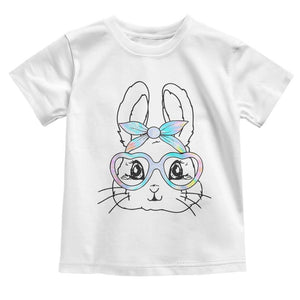 Girls Easter Bunny Toddler T Shirt Rabbit Face Tie Dye Glasses Happy Easter Day TS10 White Print Your Wear