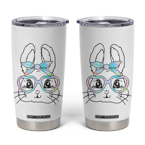 Girls Easter Bunny Tumbler Cup Rabbit Face Tie Dye Glasses Happy Easter Day TS10 White Print Your Wear