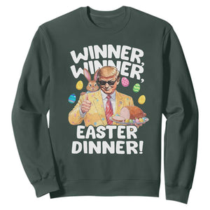 Easter Trump Sweatshirt Winner Winner Easter Dinner TS10 Dark Forest Green Print Your Wear
