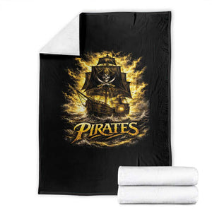Pirate Lovers Throw Blanket Vintage Golden Pirate Ship Skull Graphic TS10 Black Print Your Wear