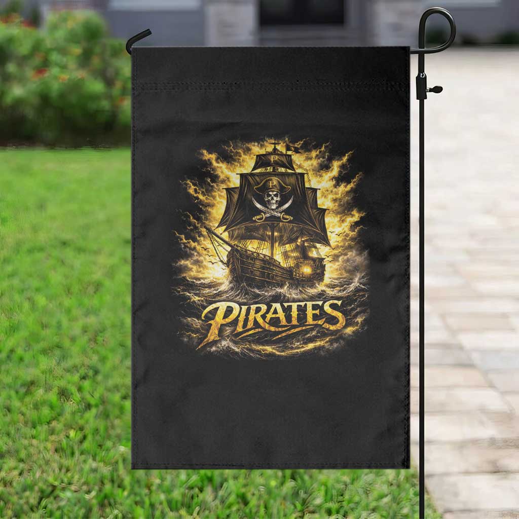 Pirate Lovers Garden Flag Vintage Golden Pirate Ship Skull Graphic TS10 Print Your Wear