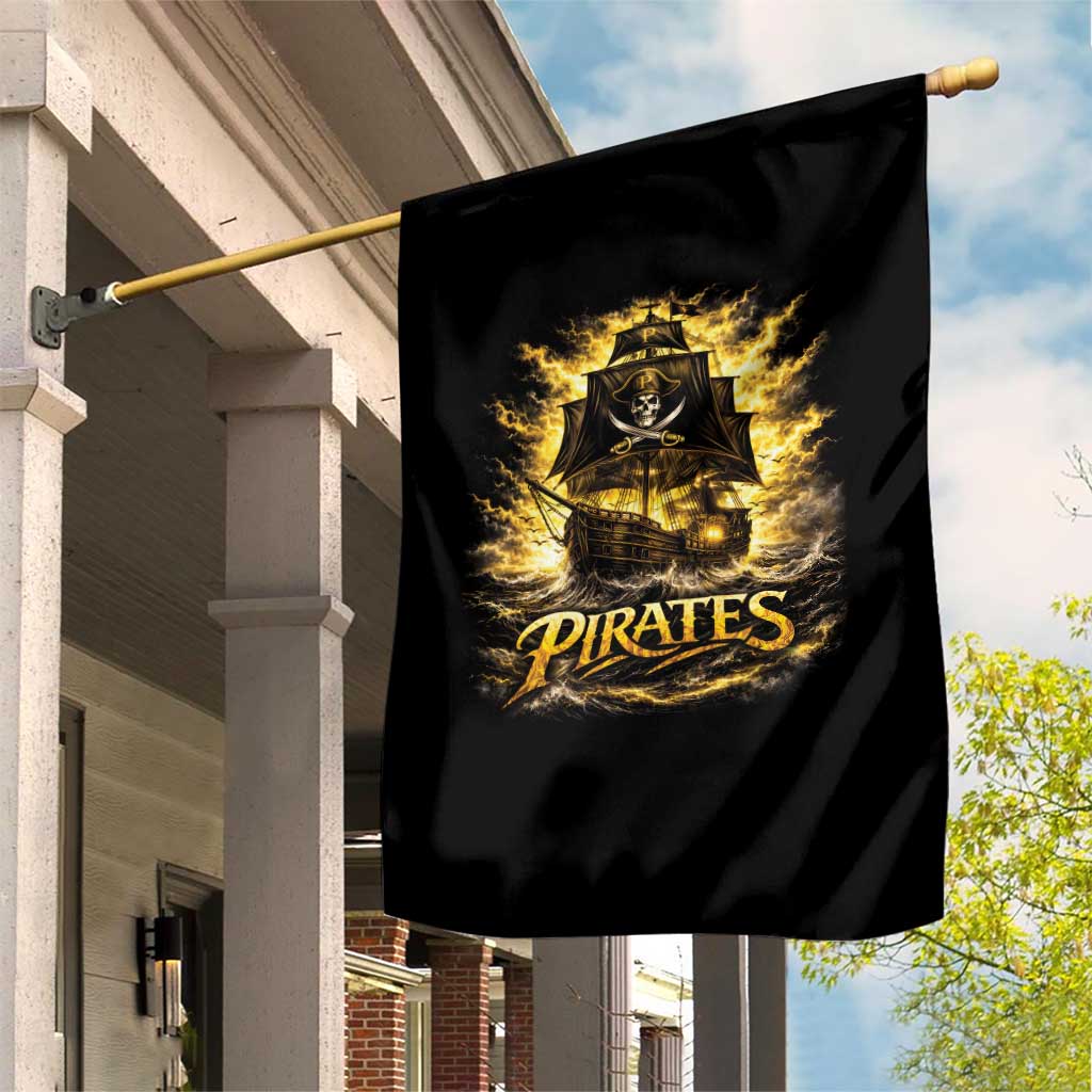 Pirate Lovers Garden Flag Vintage Golden Pirate Ship Skull Graphic TS10 Print Your Wear