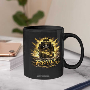 Pirate Lovers Coffee Mug Vintage Golden Pirate Ship Skull Graphic TS10 Print Your Wear