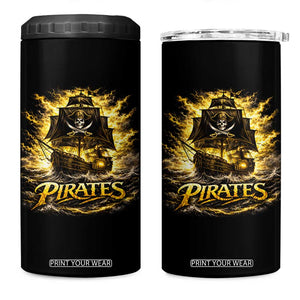 Pirate Lovers 4 in 1 Can Cooler Tumbler Vintage Golden Pirate Ship Skull Graphic TS10 One Size: 16 oz Black Print Your Wear