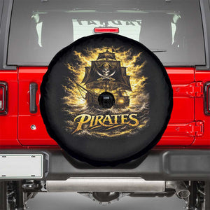 Pirate Lovers Spare Tire Cover Vintage Golden Pirate Ship Skull Graphic TS10 Black Print Your Wear