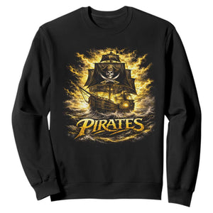 Pirate Lovers Sweatshirt Vintage Golden Pirate Ship Skull Graphic TS10 Black Print Your Wear