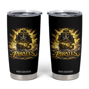 Pirate Lovers Tumbler Cup Vintage Golden Pirate Ship Skull Graphic TS10 Black Print Your Wear