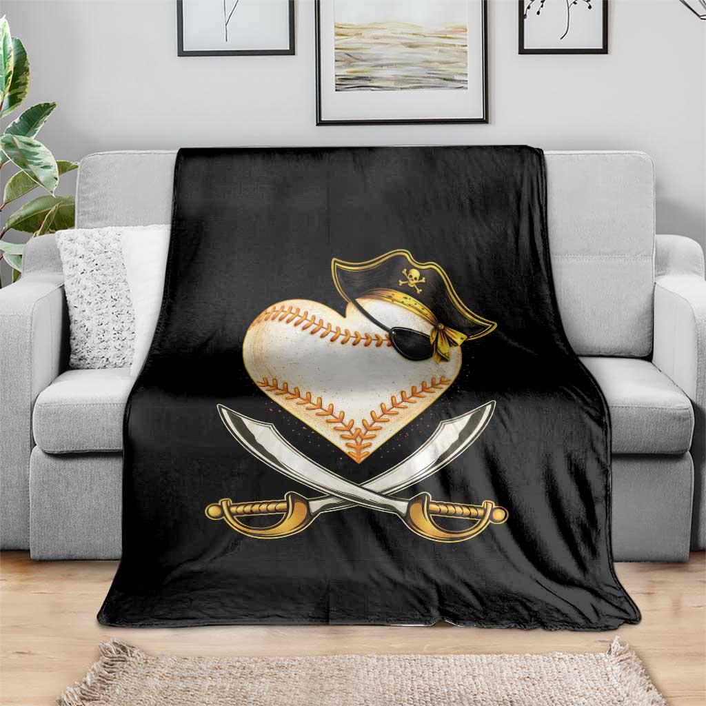 Baseball Pirate Throw Blanket Baseball Heart With Skull TS10 Print Your Wear