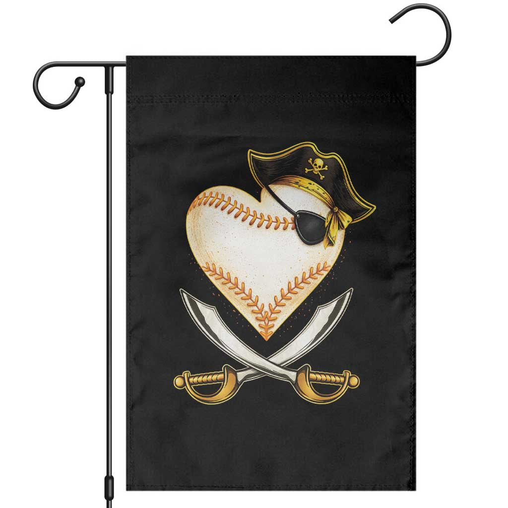 Baseball Pirate Garden Flag Baseball Heart With Skull TS10 Black Print Your Wear
