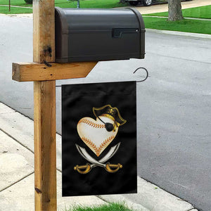 Baseball Pirate Garden Flag Baseball Heart With Skull TS10 Print Your Wear