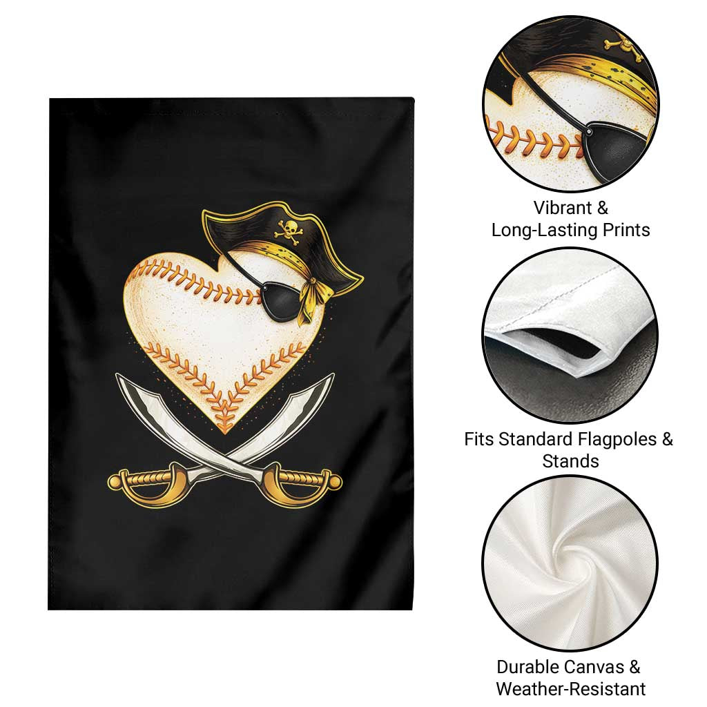 Baseball Pirate Garden Flag Baseball Heart With Skull TS10 Print Your Wear