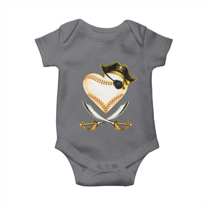 Baseball Pirate Baby Onesie Baseball Heart With Skull TS10 Charcoal Print Your Wear