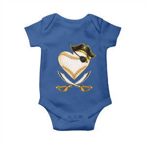 Baseball Pirate Baby Onesie Baseball Heart With Skull TS10 Royal Blue Print Your Wear