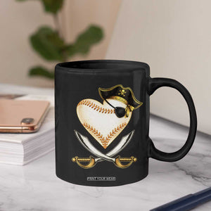 Baseball Pirate Coffee Mug Baseball Heart With Skull TS10 Print Your Wear