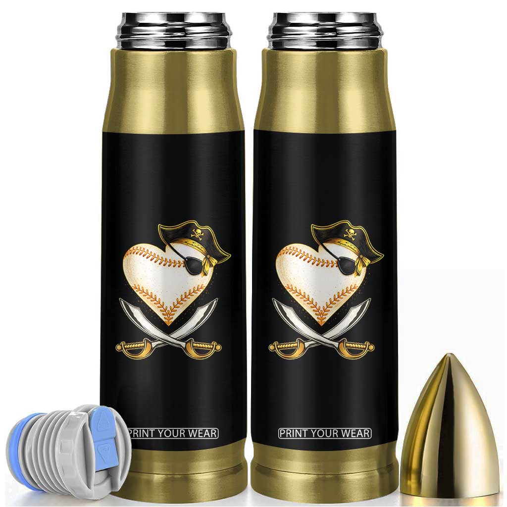 Baseball Pirate Bullet Tumbler Baseball Heart With Skull TS10 Black Print Your Wear