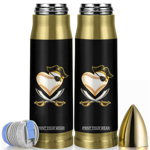 Baseball Pirate Bullet Tumbler Baseball Heart With Skull TS10 Black Print Your Wear