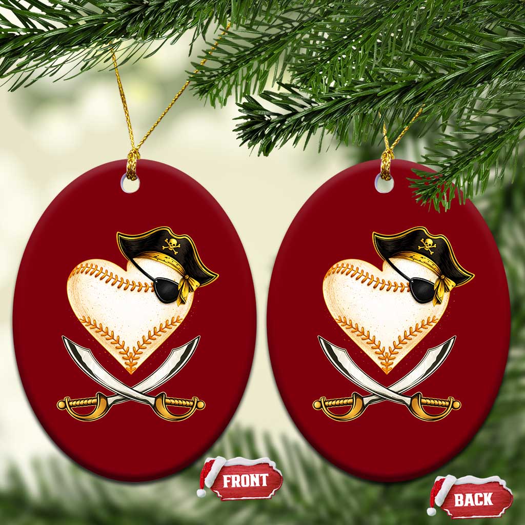 Baseball Pirate Ceramic Ornament Baseball Heart With Skull TS10 Print Your Wear