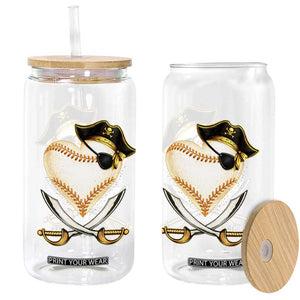 Baseball Pirate Glass Can Baseball Heart With Skull TS10 Print Your Wear
