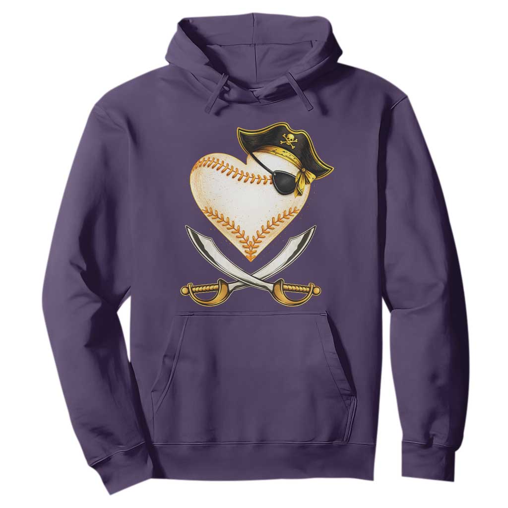 Baseball Pirate Hoodie Baseball Heart With Skull TS10 Purple Print Your Wear