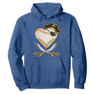 Baseball Pirate Hoodie Baseball Heart With Skull TS10 Royal Blue Print Your Wear