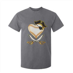 Baseball Pirate T Shirt For Kid Baseball Heart With Skull TS10 Charcoal Print Your Wear