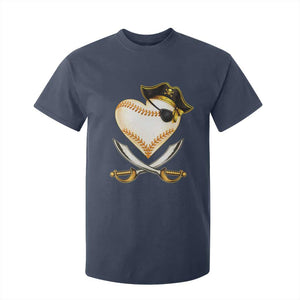 Baseball Pirate T Shirt For Kid Baseball Heart With Skull TS10 Navy Print Your Wear