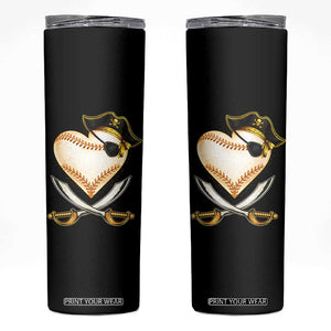 Baseball Pirate Skinny Tumbler Baseball Heart With Skull TS10 Black Print Your Wear