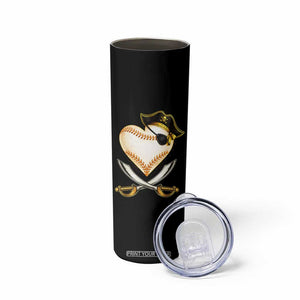 Baseball Pirate Skinny Tumbler Baseball Heart With Skull TS10 Print Your Wear