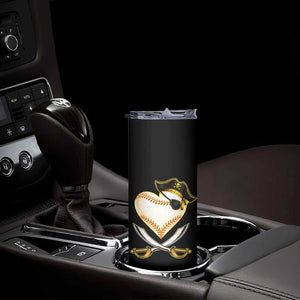 Baseball Pirate Skinny Tumbler Baseball Heart With Skull TS10 Print Your Wear