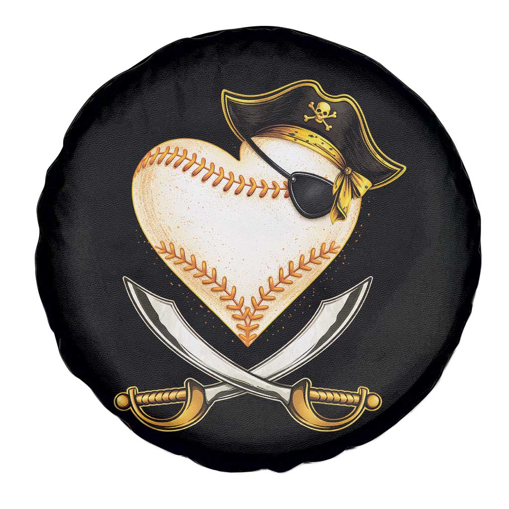 Baseball Pirate Spare Tire Cover Baseball Heart With Skull TS10 Print Your Wear