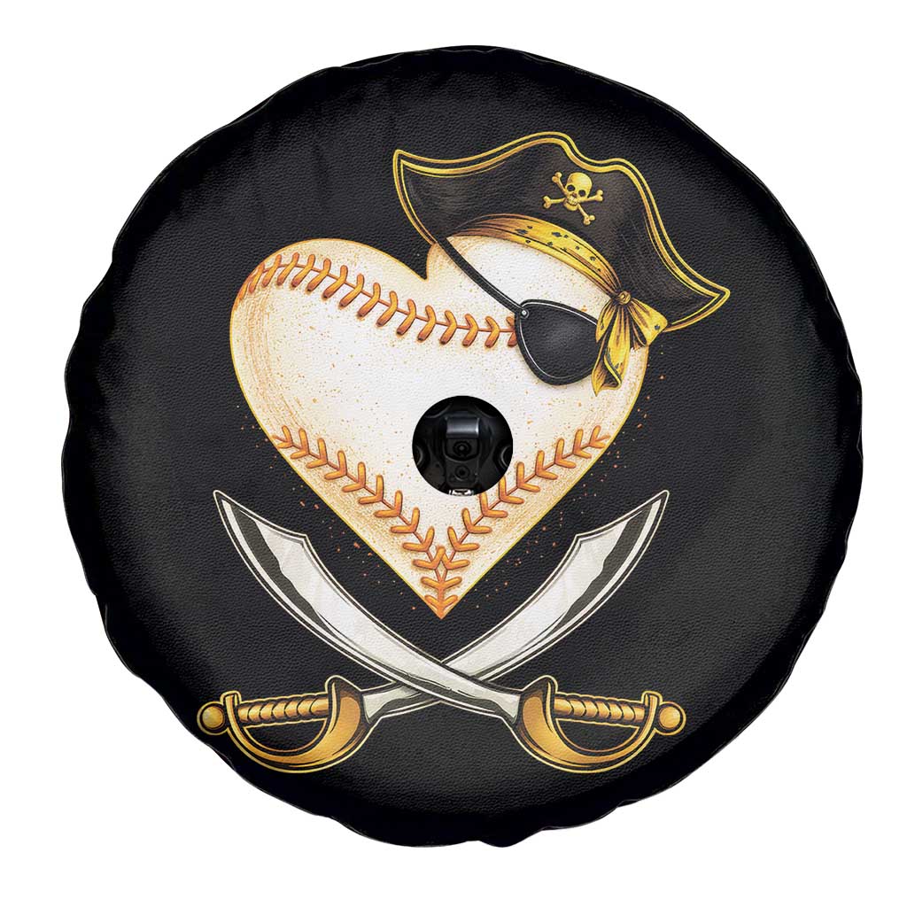 Baseball Pirate Spare Tire Cover Baseball Heart With Skull TS10 Print Your Wear