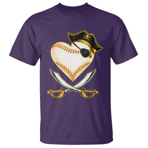 Baseball Pirate T Shirt Baseball Heart With Skull TS10 Purple Print Your Wear