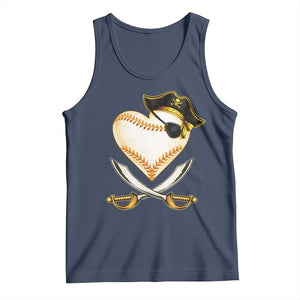 Baseball Pirate Tank Top Baseball Heart With Skull TS10 Navy Print Your Wear