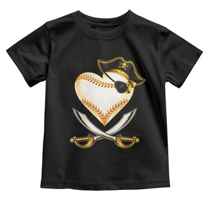 Baseball Pirate Toddler T Shirt Baseball Heart With Skull TS10 Black Print Your Wear