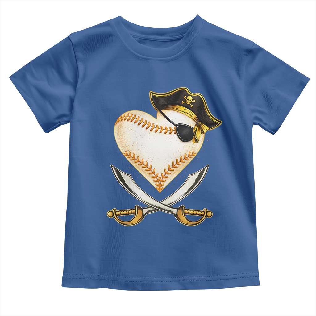 Baseball Pirate Toddler T Shirt Baseball Heart With Skull TS10 Royal Blue Print Your Wear