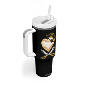 Baseball Pirate Tumbler With Handle Baseball Heart With Skull TS10 Print Your Wear