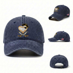 Baseball Pirate Washed Cotton Baseball Cap Baseball Heart With Skull TS10 Washed Cap Universal Fit Navy Print Your Wear