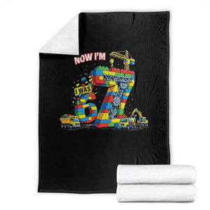 Funny 7th Birthday Building Bricks Throw Blanket I Was 6 Now Im 7 Kids 67 Birthday Building Six Seven Boy TS10 Black Print Your Wear