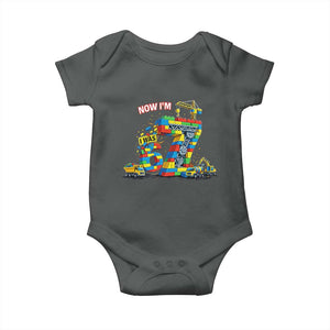 Funny 7th Birthday Building Bricks Baby Onesie I Was 6 Now Im 7 Kids 67 Birthday Building Six Seven Boy TS10 Dark Heather Print Your Wear