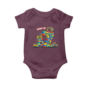 Funny 7th Birthday Building Bricks Baby Onesie I Was 6 Now Im 7 Kids 67 Birthday Building Six Seven Boy TS10 Maroon Print Your Wear