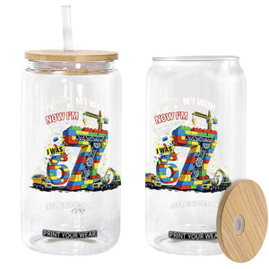 Funny 7th Birthday Building Bricks Glass Can I Was 6 Now Im 7 Kids 67 Birthday Building Six Seven Boy TS10 Print Your Wear