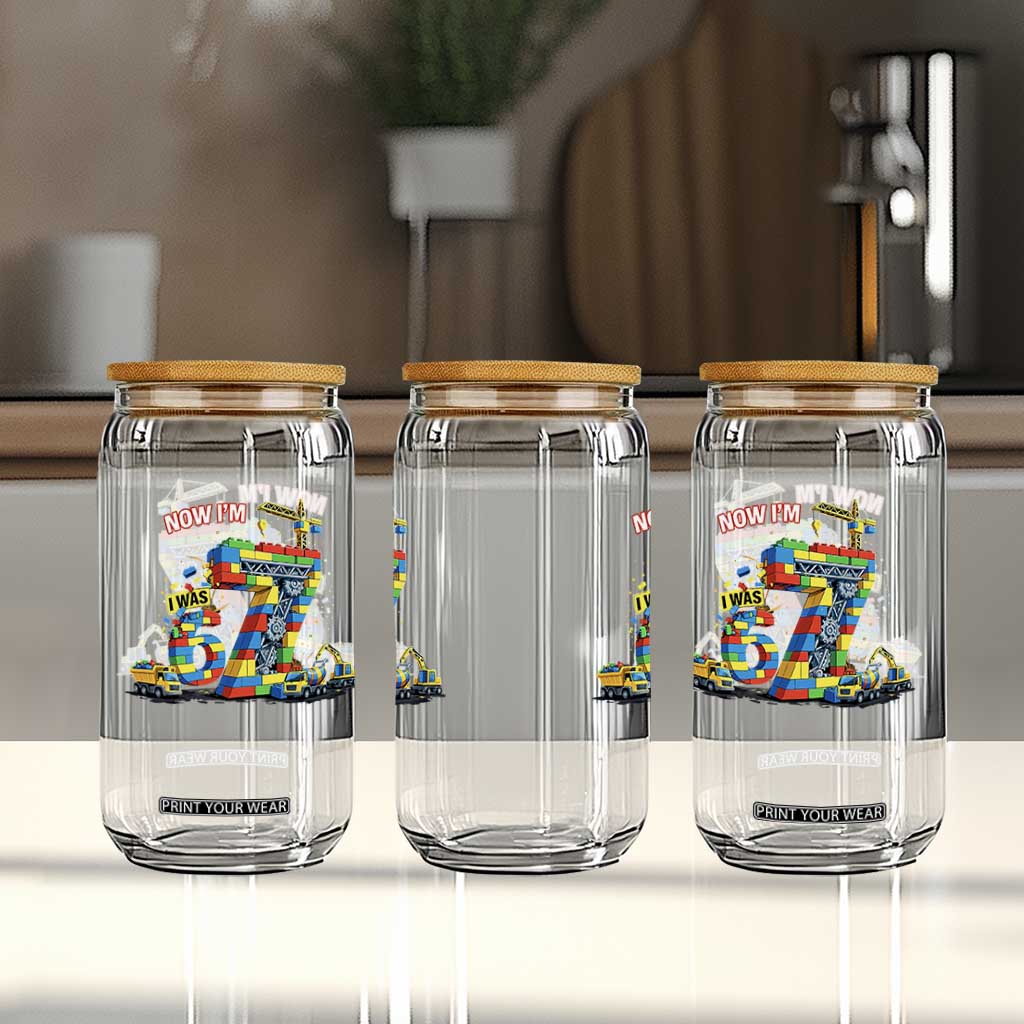 Funny 7th Birthday Building Bricks Glass Can I Was 6 Now Im 7 Kids 67 Birthday Building Six Seven Boy TS10 Print Your Wear