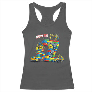Funny 7th Birthday Building Bricks Racerback Tank Top I Was 6 Now Im 7 Kids 67 Birthday Building Six Seven Boy TS10 Dark Heather Print Your Wear
