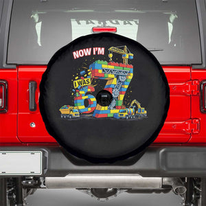Funny 7th Birthday Building Bricks Spare Tire Cover I Was 6 Now Im 7 Kids 67 Birthday Building Six Seven Boy TS10 Black Print Your Wear
