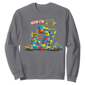Funny 7th Birthday Building Bricks Sweatshirt I Was 6 Now Im 7 Kids 67 Birthday Building Six Seven Boy TS10 Charcoal Print Your Wear