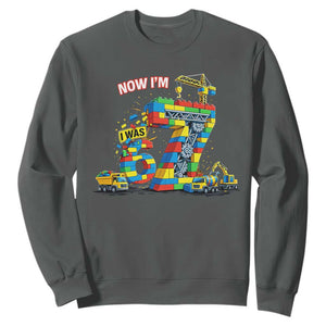 Funny 7th Birthday Building Bricks Sweatshirt I Was 6 Now Im 7 Kids 67 Birthday Building Six Seven Boy TS10 Dark Heather Print Your Wear